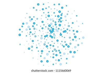 Abstract blue water drops, bubbles, growth, pearls on white background. Light, fresh pattern. Vector illustration