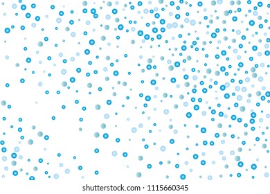Abstract blue water drops, bubbles, growth, pearls on white background. Light, fresh pattern. Vector illustration