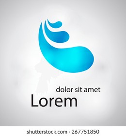 Abstract blue water drops on gray background. Vector creative concept. Social concept vector logo design template. Teamwork symbol. Social Network. Community icon.