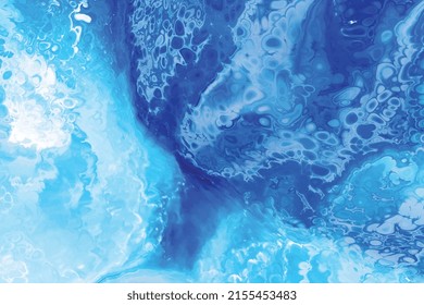 Abstract blue water paint background texture. Bright splash marble art illustration