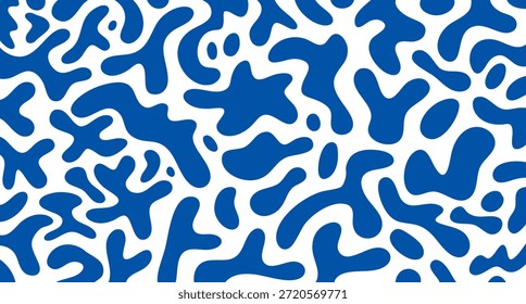 Fondo azul Abstractas del chapoteo del agua con las Formas orgánicas de la onda ondulatoria, calma, océano, mar. Solo patrón no sin costura, dibujado a mano. Grande para la etiqueta de la bebida, cartel del verano, invitación de la fiesta de la piscina. Vector