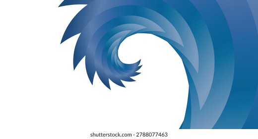 Abstract blue water splash spiral background with fluid wave vortex and smooth gradient motion effect. Modern liquid swirl design inspired by ocean currents and dynamic water flow for digital wallpaper, presentation background, social media banner, animation backdrop, and creative vector illustration