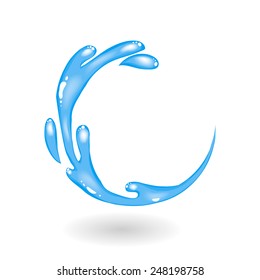 Abstract blue water swirl background, vector illustration