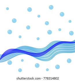 abstract blue water wave background and water ball