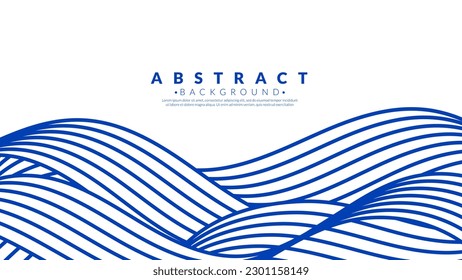Abstract blue water wave line pattern background. Japanese style concept. Graphic vector flat design style.