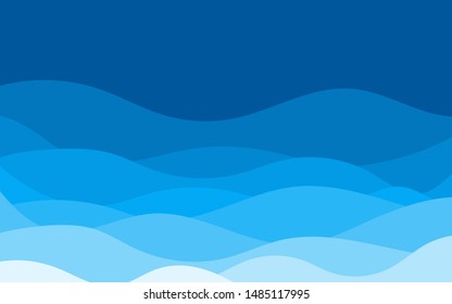 Abstract blue water wave abstract vector background flat design style illustration.
