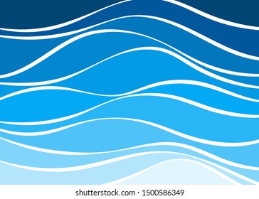 Abstract blue water wave vector background flat style
