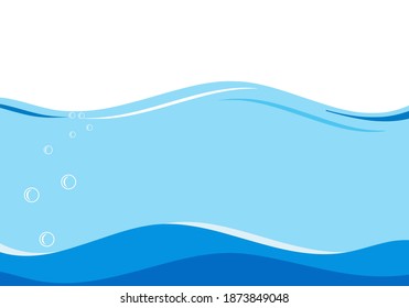 Resumen de las olas de agua azul con vector de fondo de burbuja.