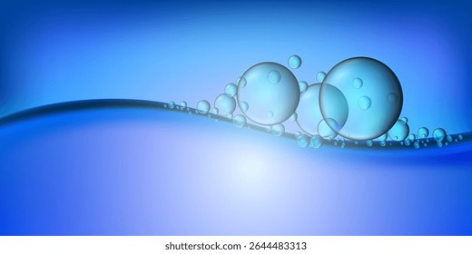 Abstractas olas de agua azul con burbujas Ilustración vectorial