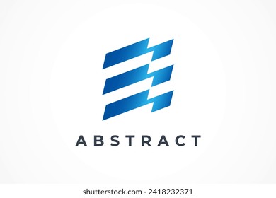 Abstract Blue Water Waves Logo. Geometric Shapes Style isolated on White Background. Usable for Business or Branding Logo Related with sea, ocean, beach, holiday, summer, surfing, nature, wet, splash.