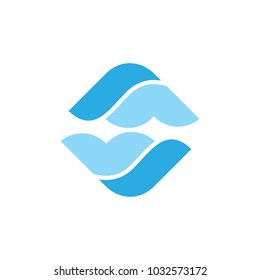 abstract blue water waves symbol square logo vector