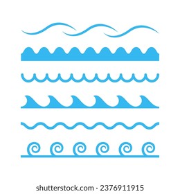 Abstract blue water waves vector flat element
