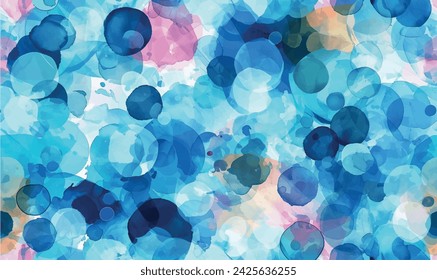 fondo de acuarela azul abstracto con burbujas	