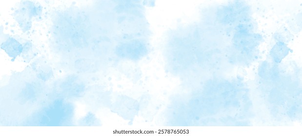 An abstract blue watercolor background featuring vector watercolor art with textured brushstrokes and splashes, ideal for cards, flyers, posters, banners, stucco walls, and painted design templates.