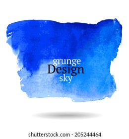 Abstract blue watercolor background for sky. Vector illustration.