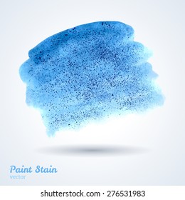 Abstract blue watercolor background. Vector illustration. Textured paint stain
