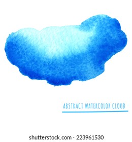 Abstract blue watercolor cloud with paint strips