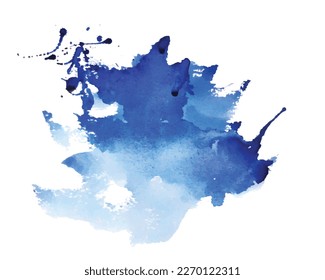 abstrakte blaue Wasserfarbe, handgemalt, fleckiger Hintergrund Vektorgrafik 