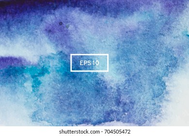 Abstract blue watercolor on a light background.The color splashing in the paper. Hand drawn Vector illustration