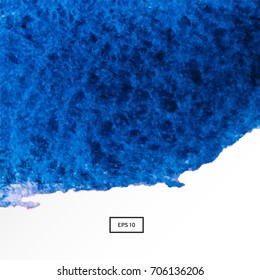 Abstract blue watercolor on a light background.The color splashing in the paper. Hand drawn Vector illustration