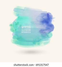 Abstract blue watercolor on white background. The colour splashing in the paper. It is a hand drawn. Vector illustration.