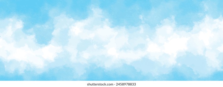 Abstract blue watercolor painted mottled blue background with vintage marbled textured design on cloudy sky blue banner panoramic background.	
