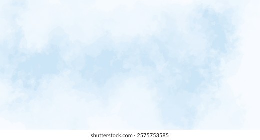 Abstract blue watercolor painted mottled blue background with vintage marbled textured design on cloudy sky blue banner panoramic background.
