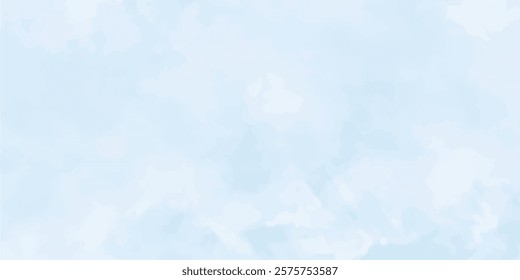 Abstract blue watercolor painted mottled blue background with vintage marbled textured design on cloudy sky blue banner panoramic background.
