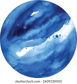 Abstract Blue Watercolor Planet vector illustration