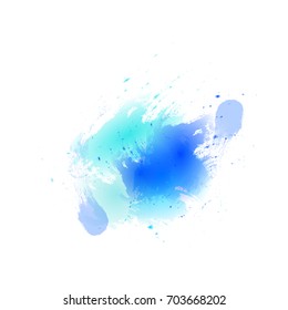 Abstract blue watercolor splash background. Watercolor drop. Grunge paper.