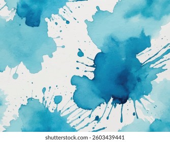  Abstract blue watercolor splashes on a white background, perfect for creative designs, posters, and digital projects. Vibrant and artistic texture.