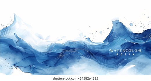 Abstractas fondo azul de las ondas de acuarela. Textura de acuarela. Ilustración vectorial. Puede ser utilizado para la publicidad, presentación.