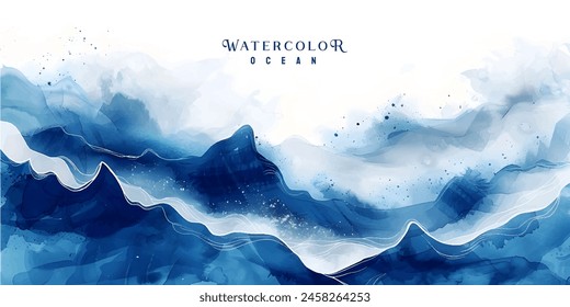 Abstractas fondo azul de las ondas de acuarela. Textura de acuarela. Ilustración vectorial. Puede ser utilizado para la publicidad, presentación.