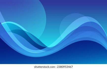 Abstract Blue Wave Background with bright color minimal poster design
