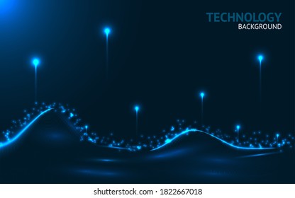 Abstrakter blauer Hintergrund. Verbindung und Webkonzept. Digitale Technologie. Geometrische künstliche Technik.
