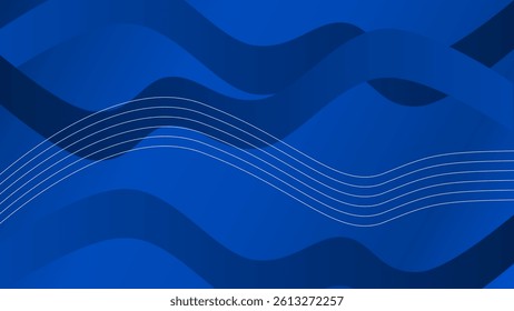 Abstract blue wave background design. Vector illustration with simple gradient. Clear luxury background for wallpaper or cover.