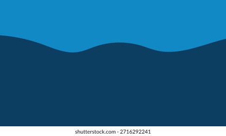 Abstract blue wave background featuring an artistic vector design of ocean water curves and nature landscape elements like mountains and clouds under a summer sky

