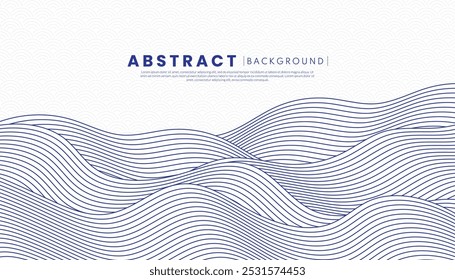 Abstract blue wave background with flowing patterns and textures. Japanese water art wallpaper. Concept a dynamic and serene ocean-inspired design.