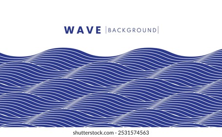 Abstract blue wave background with flowing patterns and textures. Concept a dynamic and serene ocean-inspired design. Japanese water art concept.