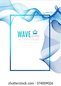 Abstract Blue Wave Background with Frame. Vector illustration