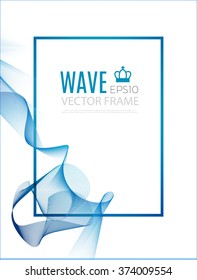 Abstract Blue Wave Background with Frame. Vector illustration