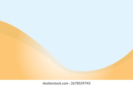 Fundo abstrato da onda azul com um padrão de curva futurista e linhas fluindo. Ilustração vetorial abstrata com folha de papel laranja e fundo de textura marrom
