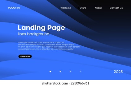 Abstract blue wave background with gradient shapes composition for presentation template. Vector, 2023