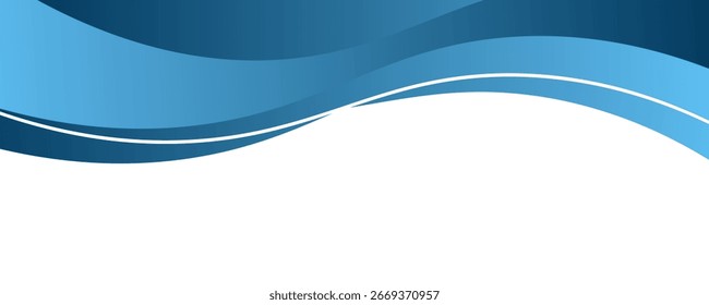 Abstract Blue Wave Background with Gradient Curves