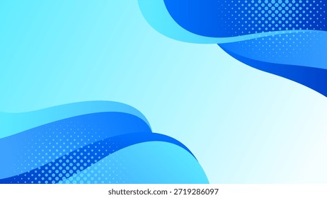Abstract blue wave background with halftone, modern dynamic wallpaper, suitable for templates, sale banners, business ads, brochures, covers, presentations, web, and pages