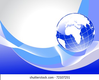 fondo de onda azul abstracto con globo aislado, ilustración