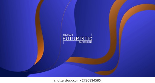 Abstract blue wave background with liquid element design pattern. Background with curved golden line banner. Vector eps10.