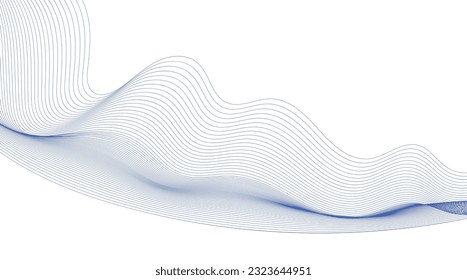 abstract blue wave background. Blue minimal round lines abstract background. Thin line wavy abstract vector background. Curve wave seamless pattern. Line art striped graphic template