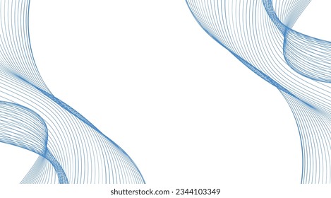 fondo de onda azul abstracto. Fondo abstracto de líneas redondeadas mínimas azules. Fondo vectorial abstracto ondulado de línea delgada. Patrón de onda de curva sin fisuras. Plantilla de gráfico de rayas de líneas	
