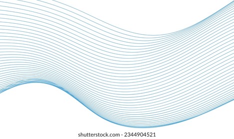 abstract blue wave background. Blue minimal round lines abstract background. Thin line wavy abstract vector background. Curve wave seamless pattern. Line art striped graphic template	